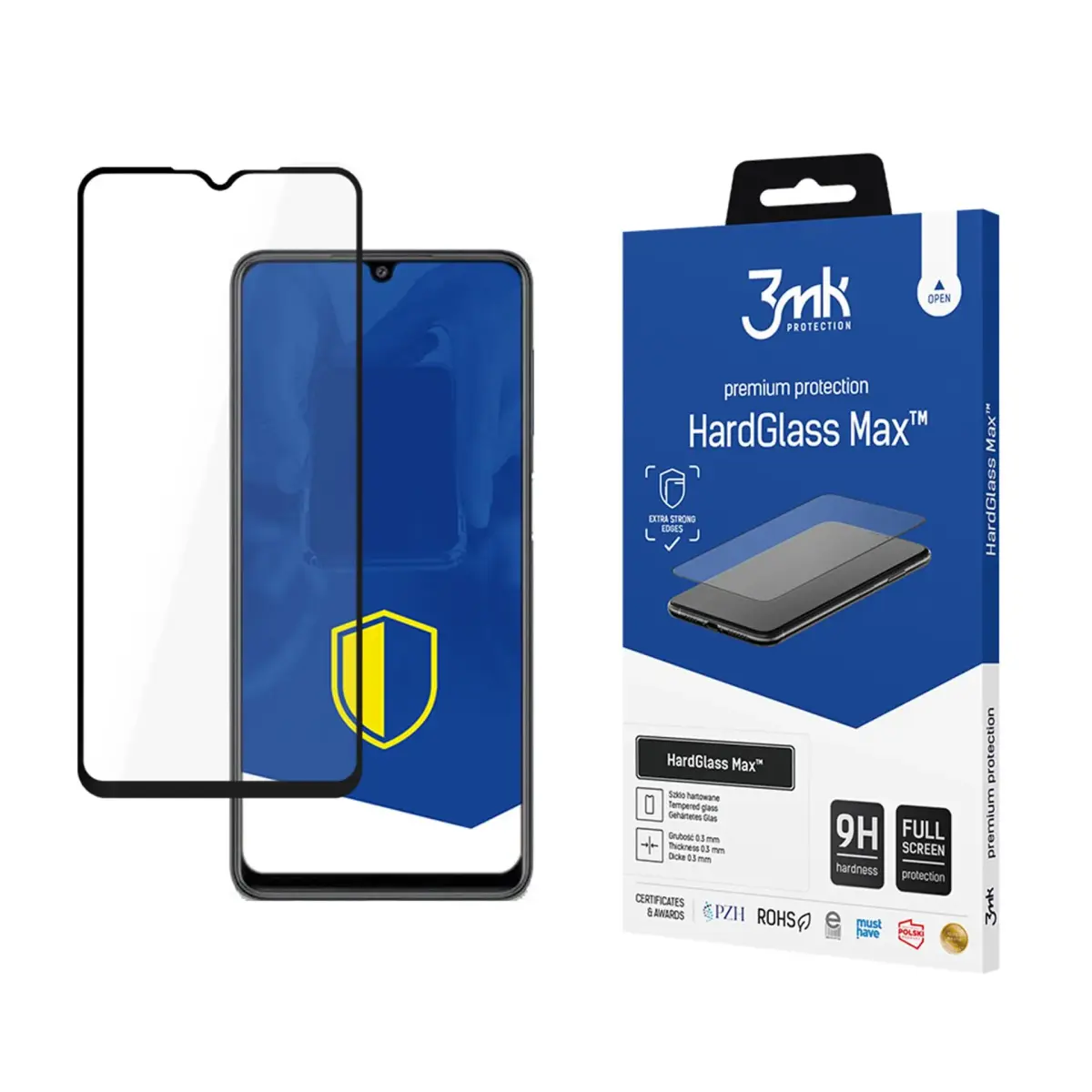 3mk HardGlass Max aizsargstikls telefona ekrānam Galaxy M22 ar uzstādīšanas rāmi