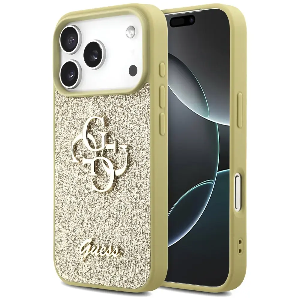 Guess Fixed Glitter Big 4G case for iPhone 17 Pro gold