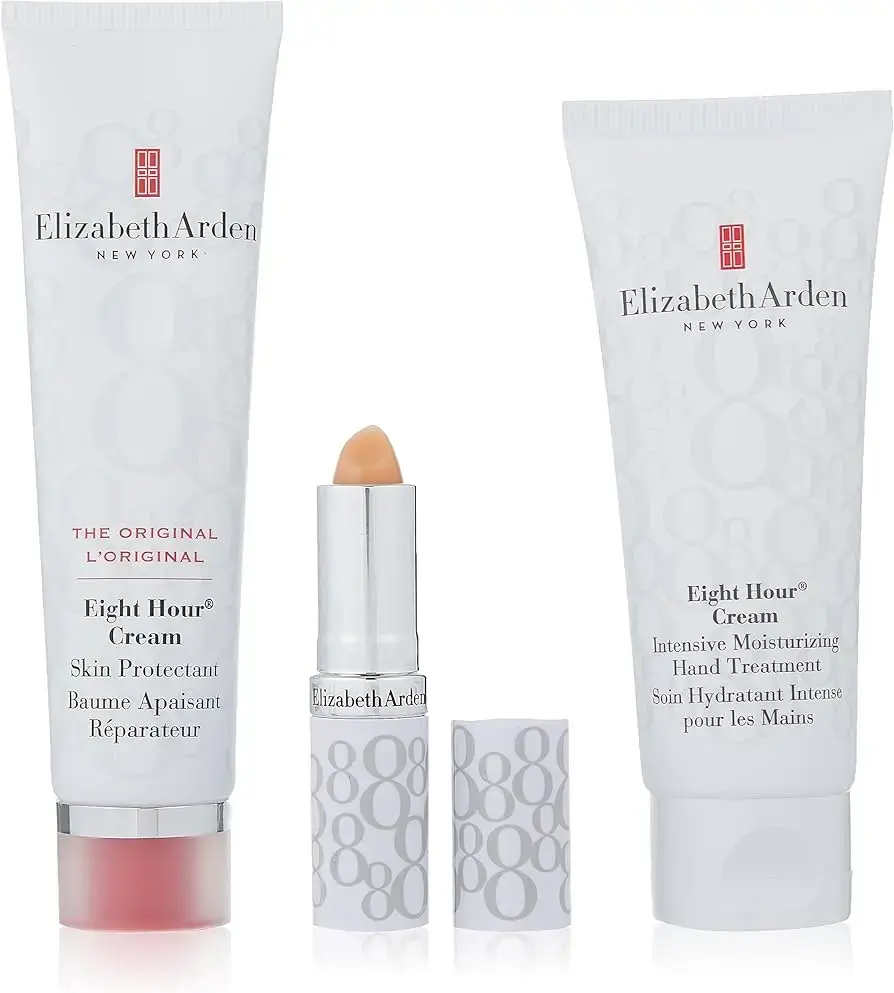 Set Elizabeth Arden: Eight Hour, Intense Moisture, Hand Cream, 30 ml + Eight Hour, Protective, Cream, For Face, 50 ml + Eight Hour, Lip Protectant Stick, Cream Lipstick, 3 g