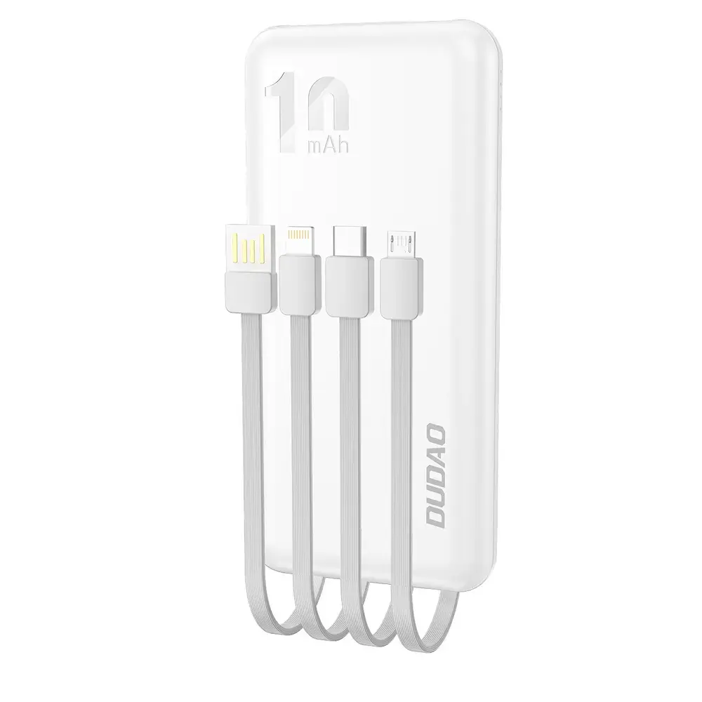 Dudao K6Pro ārējais akumulators (powerbank) | 10 000 mAh | USB-A, USB-C, Lightning | balts