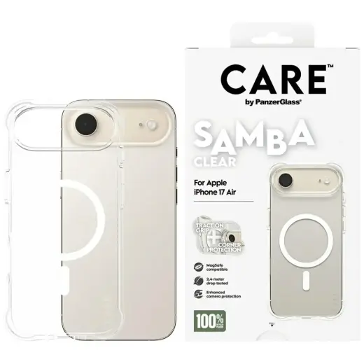 Case CARE by PanzerGlass Fashionable Samba w. White MagSafe for iPhone Air transparent