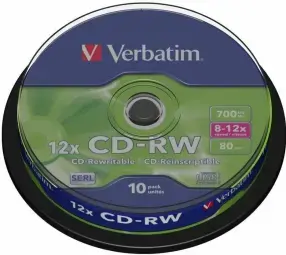 Matricas CD-RW SERL Verbatim 700MB 12x, 10 Pack Spindle