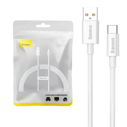 Baseus P10320102214-02 data transfer and charging cable | USB-A to USB-C | 100W | 1.5m | white