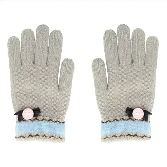 Gloves for touch screens GREY WITH FLOWER