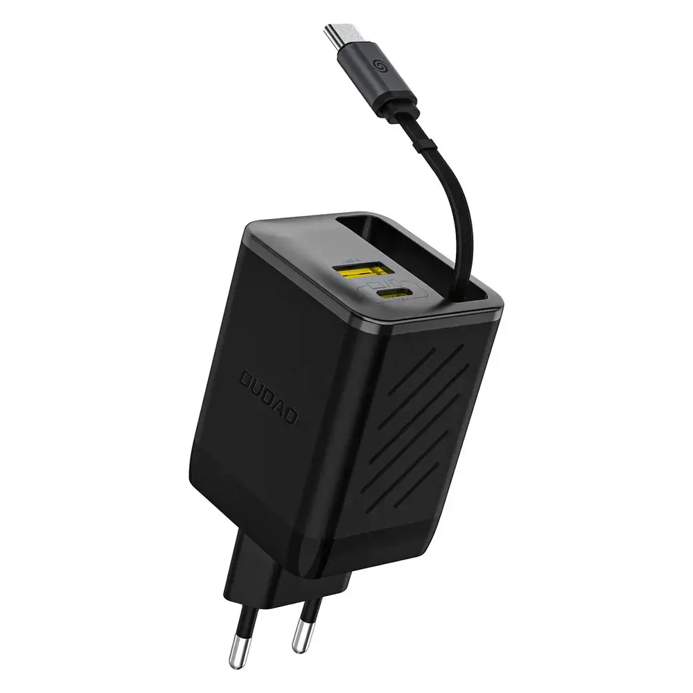 Dudao A67EU tīkla lādētājs | 67W | PD, QC, GaN | USB-A, USB-C | ar USB-C vadu komplektā | melns