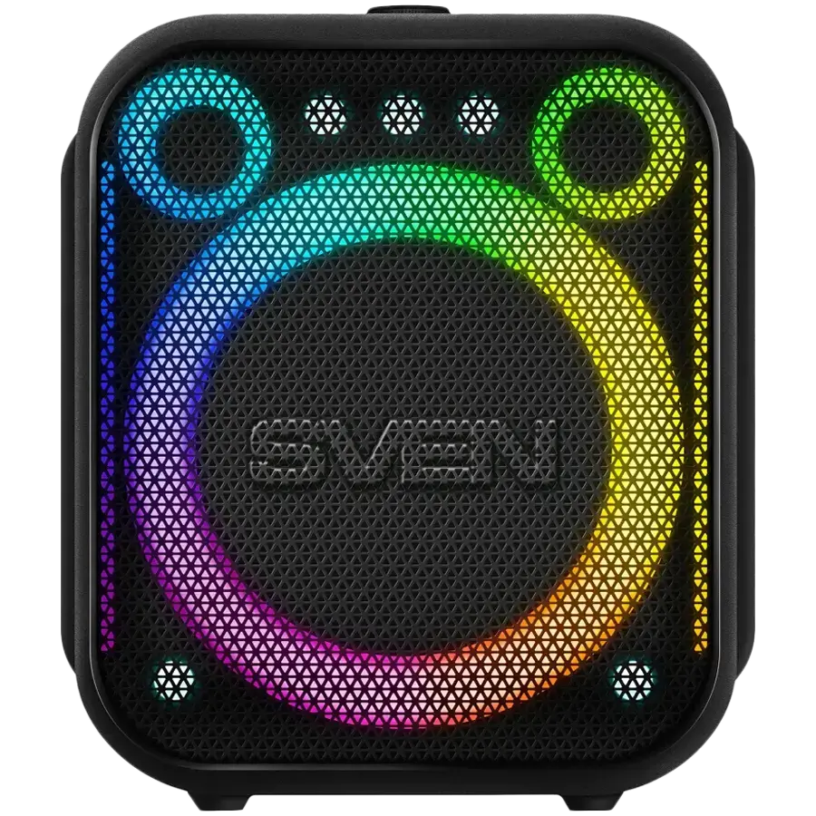 Portable speaker SVEN PS-880, black, power output 110W (RMS), TWS, Bluetooth, FM, USB, microSD, LED-display, lithium battery