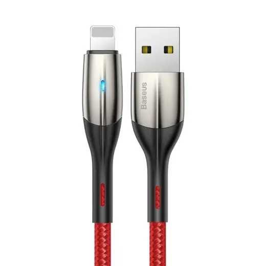 Baseus Horizontal Lightning Cable with LED lamp 1m 2.4A (Red)
