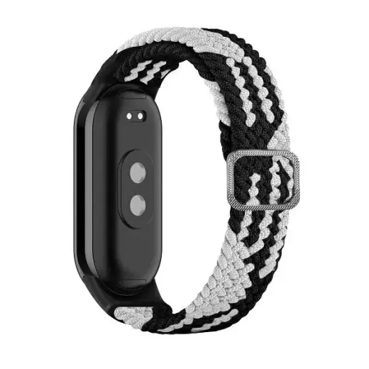 Beline viedpulksteņa siksniņa priekš Xiaomi Mi Band 8 | neilons | melna/balta