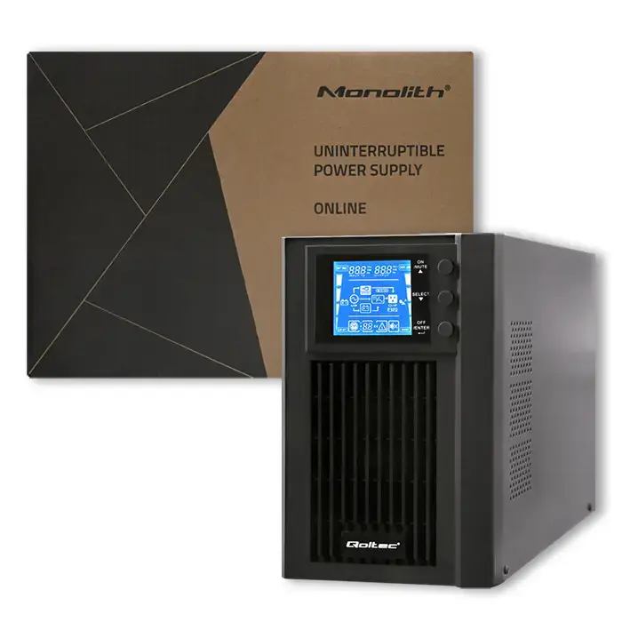 Qoltec Uninterruptible Power Supply UPS On-line | Pure Sine Wave | 1kVA | 800W | LCD | USB