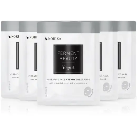 KORIKA FermentBeauty Set of 5 Hydrating Fabric Face Masks with Fermented Yogurt and Hyaluronic Acid Face Mask at a Reduced Price