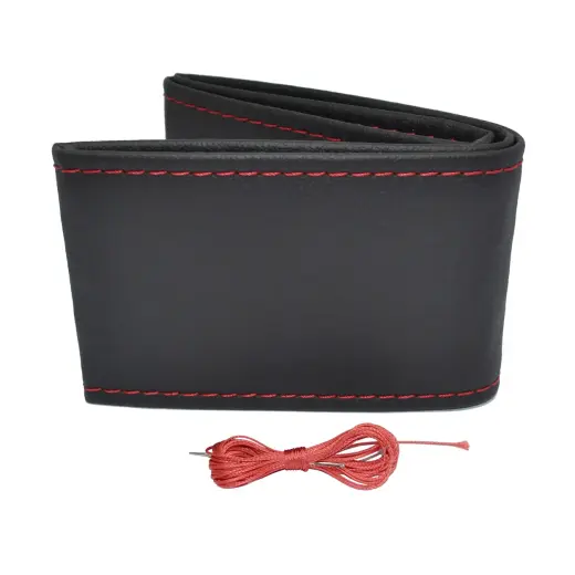 Stiching steering wheel cover black with red thread 38-39 cm