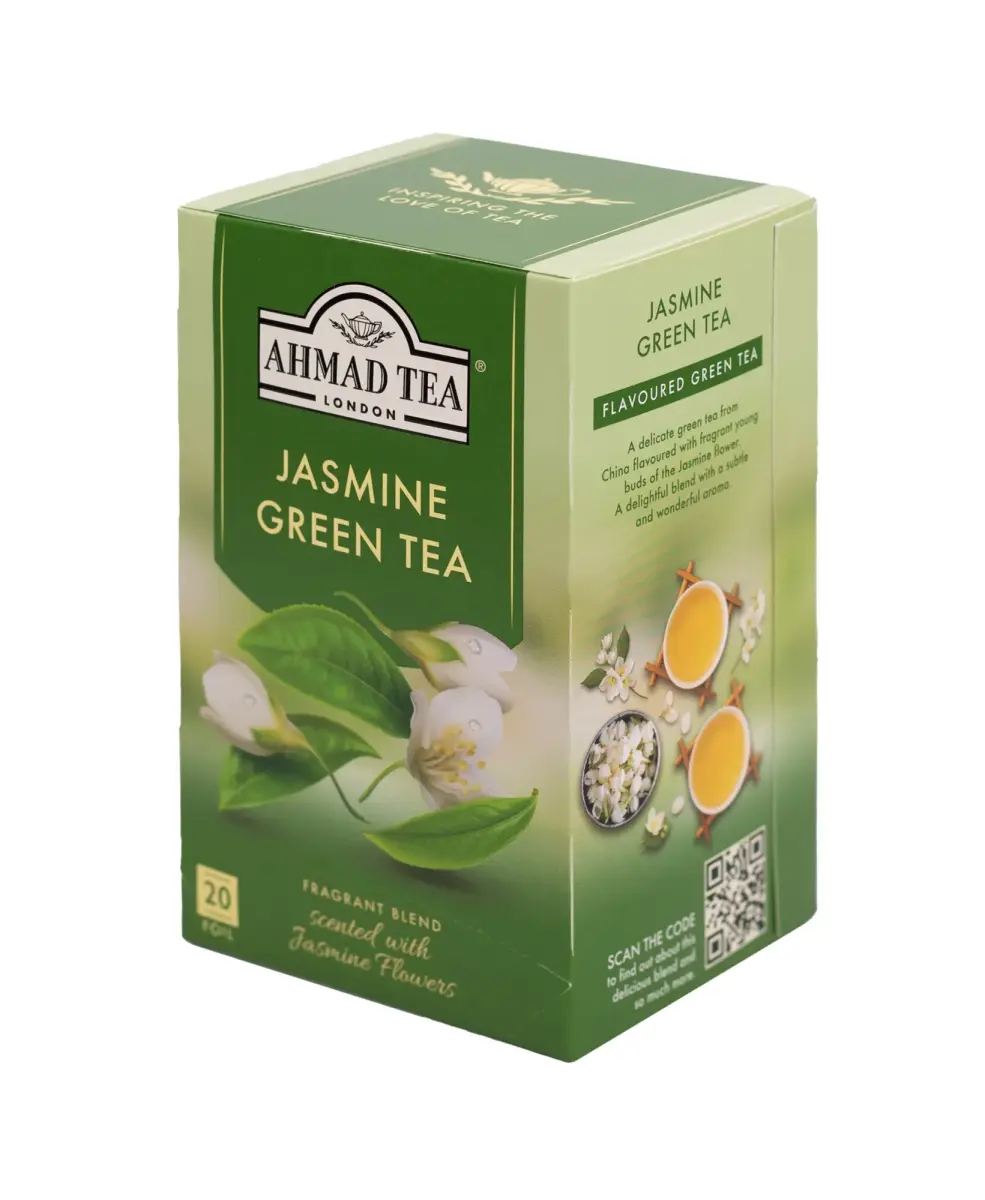 Zaļā tēja AHMAD JASMINE GREEN, 20 maisiņi paciņā