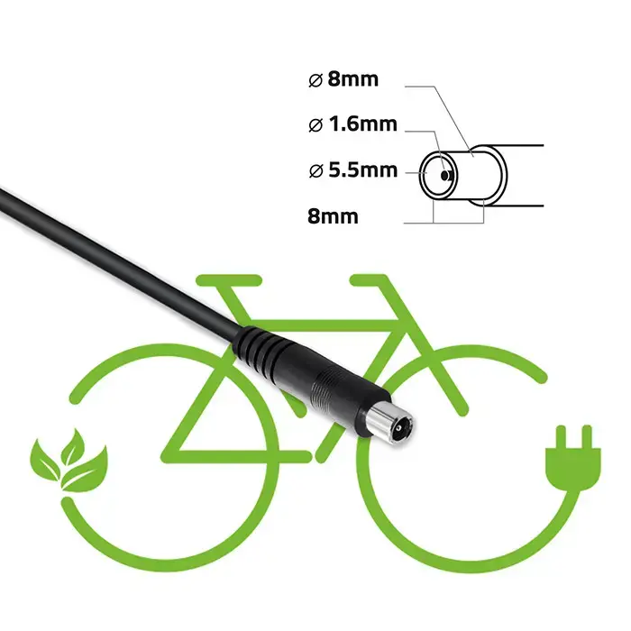 Qoltec 50334 ātrais lādētājs e-velosipēdam, elektriskajam skrejritenim XIAOMI 36V | 42V | 2A | 8.0*8.0mm | ūdensizturīgs + strāvas kabelis