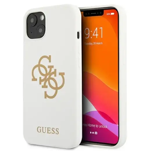 Guess GUHCP13MLS4GGWH iPhone 13 6,1" biały|white hard case Silicone 4G Logo