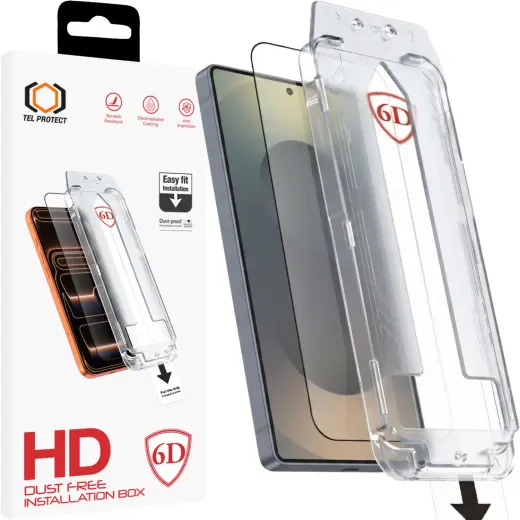 Tel Protect Dust-Free Easy Fit Full Glue 6D Tempered Glass for Samsung Galaxy S25 black (with fingerprint unlock)