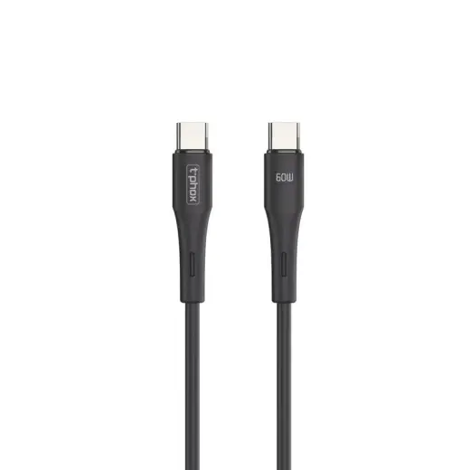 T-PHOX GENTLE data transfer and charging cable | USB-C to USB-C | 60W | 1m | black