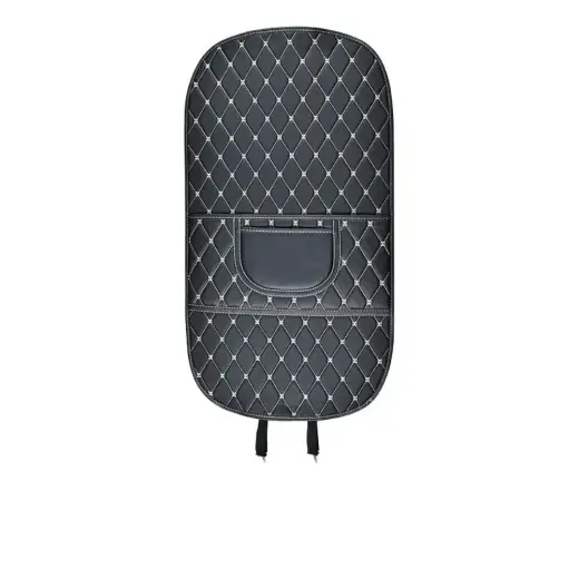Protective leather mat for car seat anti-kick with organizer black