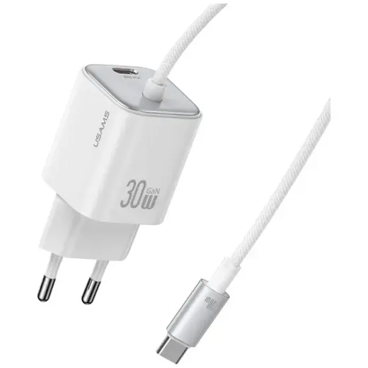 USAMS JC Series CC264 travel charger | 30W | GaN | USB-C | white