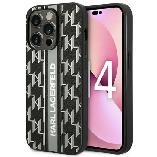 Karl Lagerfeld KLHCP14LPGKLSKG iPhone 14 Pro 6,1" hardcase szary|grey Monogram Stripe