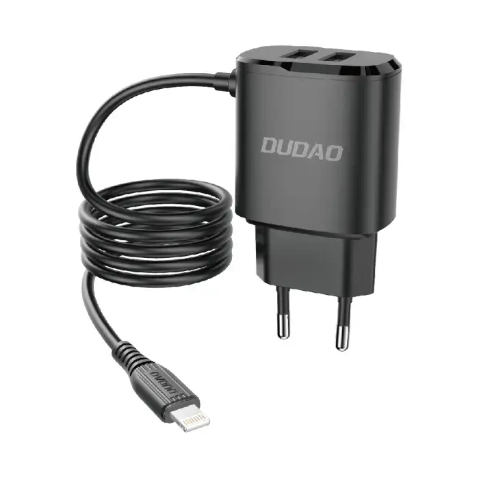 Dudao A2ProL travel charger | 12W | USB-A, Lightning | with Lightning cable included | black