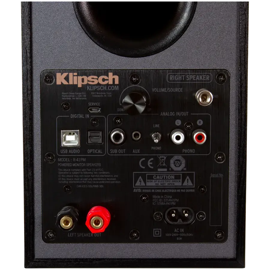 Klipsch Reference R-41PM Powered Bookshelf Speakers, Black, Pair