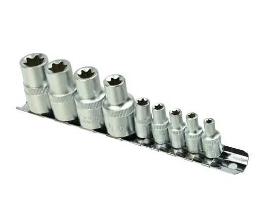TORX padrunite komplekt E4-E16 CrV 1/4 & 1/2 tolline kinnitus 9tk