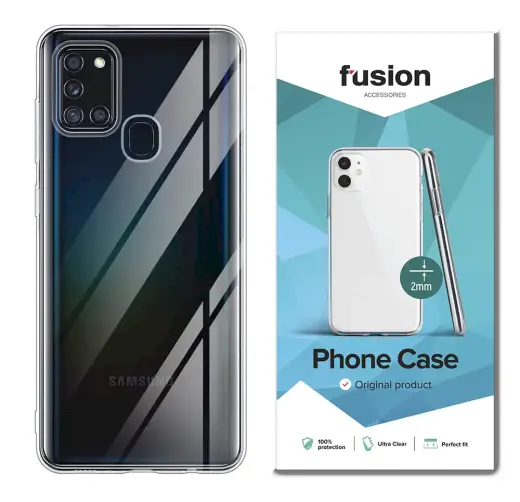 Fusion Ultra Clear Series 2 mm Silikona Aizsargapvalks Samsung A217 Galaxy A21S Caurspīdīgs (EU Blister)