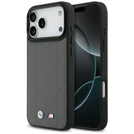 BMW M Quilted Logo phone case with MagSafe support for iPhone 17 Pro Max anthracite