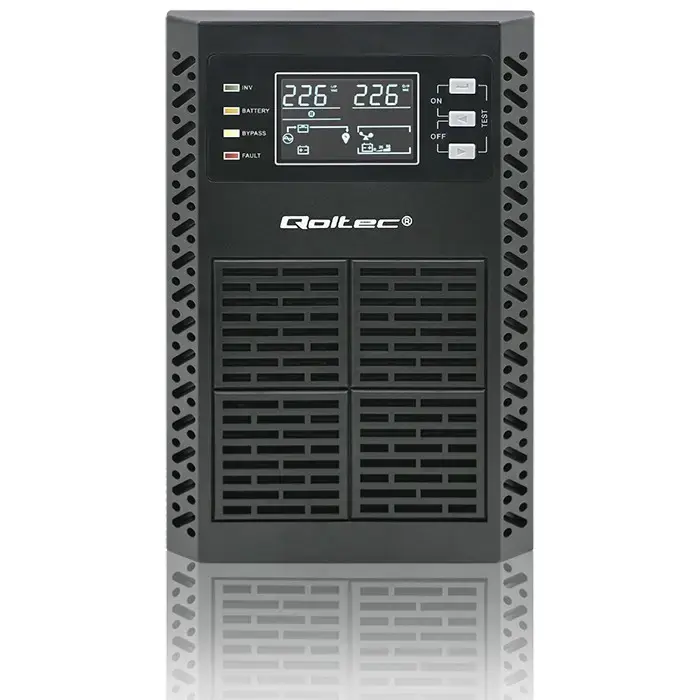 Qoltec Uninterruptible Power Supply UPS | 2kVA | 2000W | Power factor 1.0 | LCD | EPO | USB | On-line
