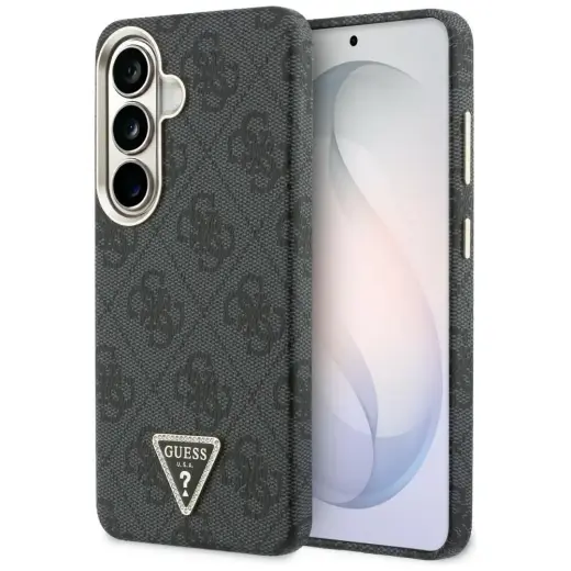 Guess 4G Triangle Logo maciņš ar MagSafe atbalstu telefonam Samsung Galaxy S26 (S942) melns