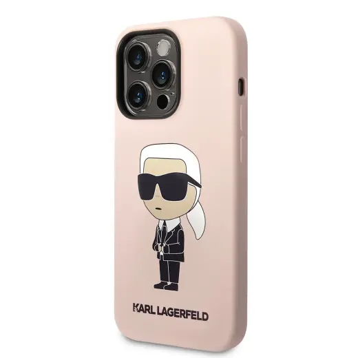 Karl Lagerfeld Liquid Silicone Ikonik NFT Case for iPhone 15 Pro Pink