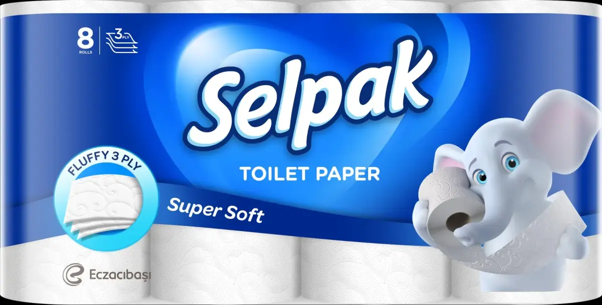 Tualetes papīrs SELPAK, 3 slāņi, 18,6 metri, 140 loksnes, 8 ruļļi