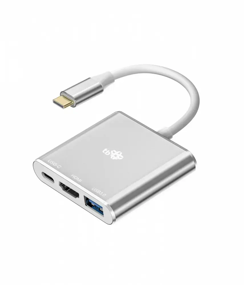 Adapter HUB USB C 3w1 - HDMI, USB, PD silver