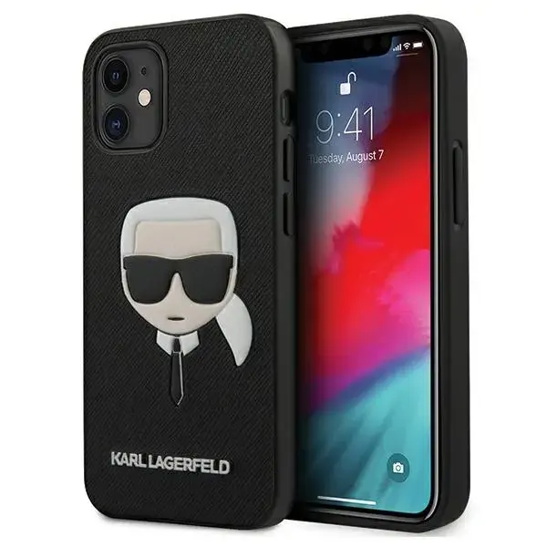 Karl Lagerfeld KLHCP12MSAKHBK iPhone12|12 Pro 6,1" czarny|black hardcase Saffiano Ikonik Karl`s Head