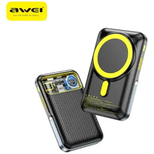 Awei PA-10 ārējais akumulators (powerbank) | 10000 mAh | 20W | USB-C, Lightning, MagSafe | melns