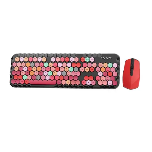Wireless keyboard + mouse set MOFII Honey Plus 2.4G (black&red)