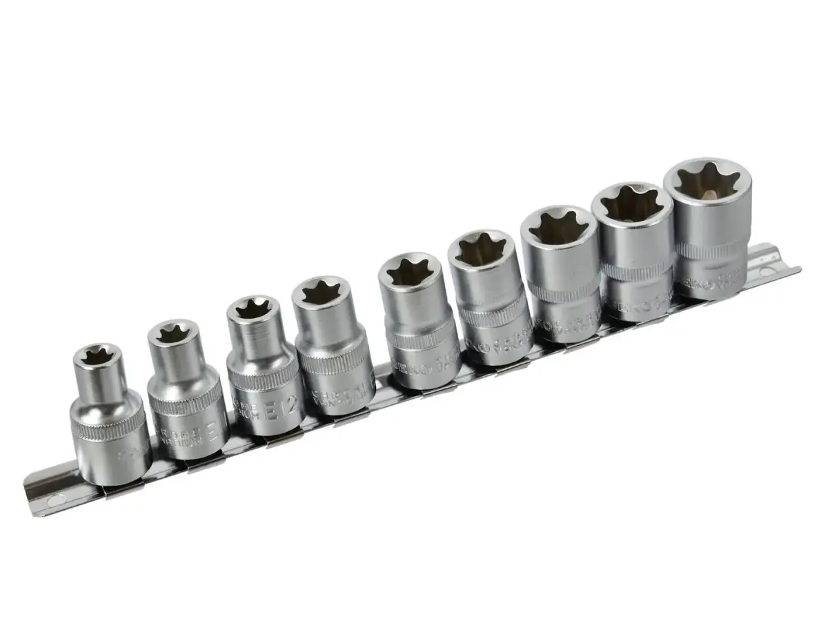 TORX padrunvõtmete komplekt E10-E24 CrV 1/2" 10 tk