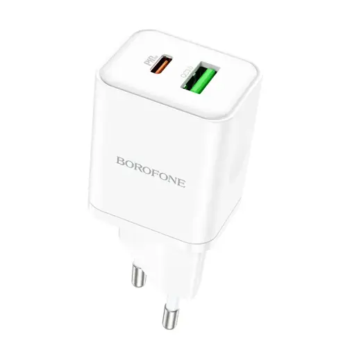Borofone BN7 reisilaadija | 20W | QC3.0, PD | USB-A, USB-C | valge