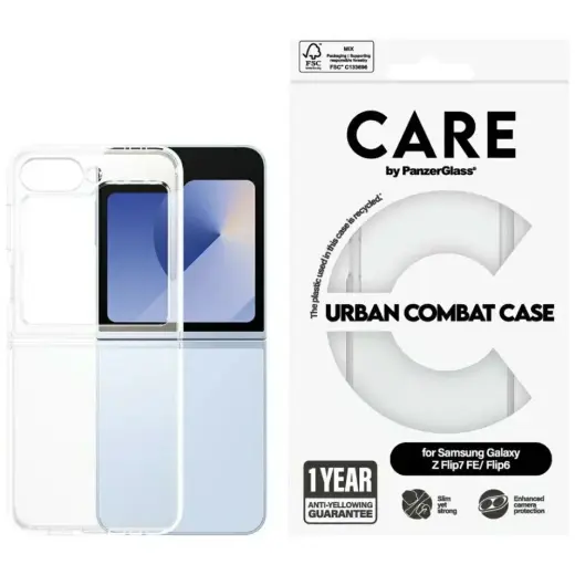 CARE by PanzerGlass Flagship Urban Combat Case for Samsung Galaxy Z Flip7 FE | Flip6 transparent