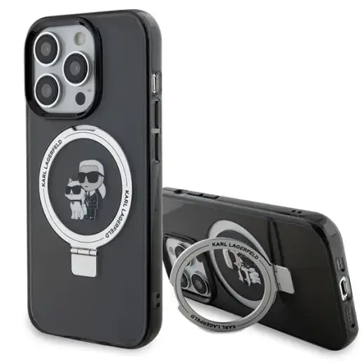 Karl Lagerfeld KLHMP13LHMRSKCK iPhone 13 Pro 6.1" black|black hardcase Ring Stand Karl&Choupette MagSafe