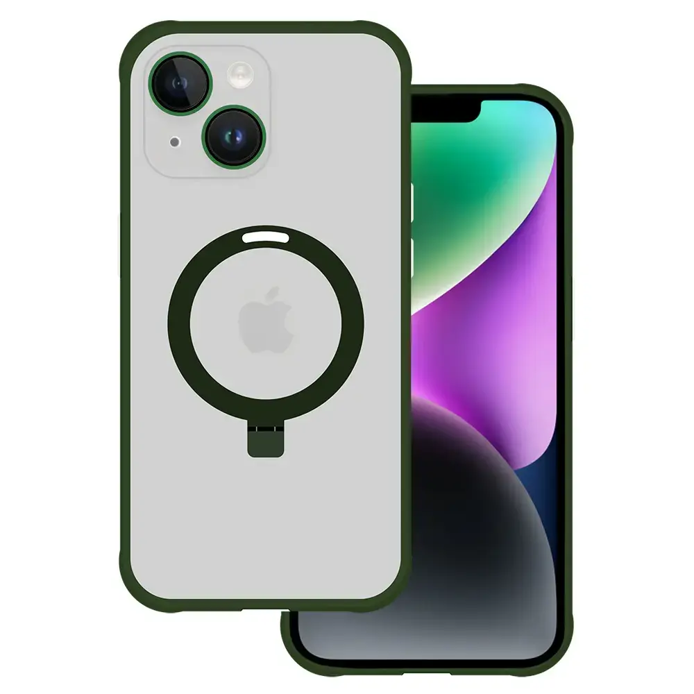 Tel Protect Magical maciņš ar statīvu un MagSafe atbalstu telefonam iPhone 13 zaļš