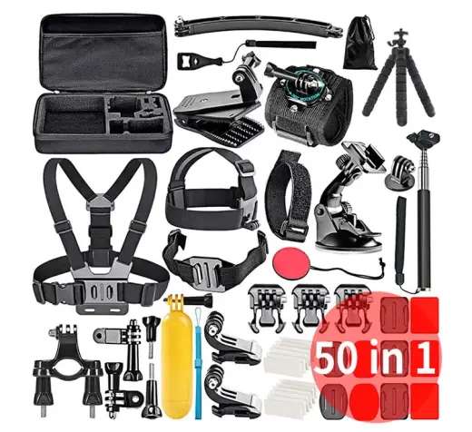 Fusion 50 in 1 piederumu komplekts sporta kamerām | GoPro | HERO9 | Xiaomi YI | EKEN | OSMO | MountDog (EVA CASE) V2