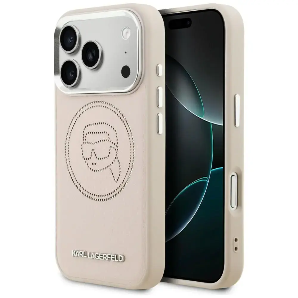 Karl Lagerfeld K Head Point Logo maciņš ar MagSafe atbalstu telefonam iPhone 17 Pro rozā