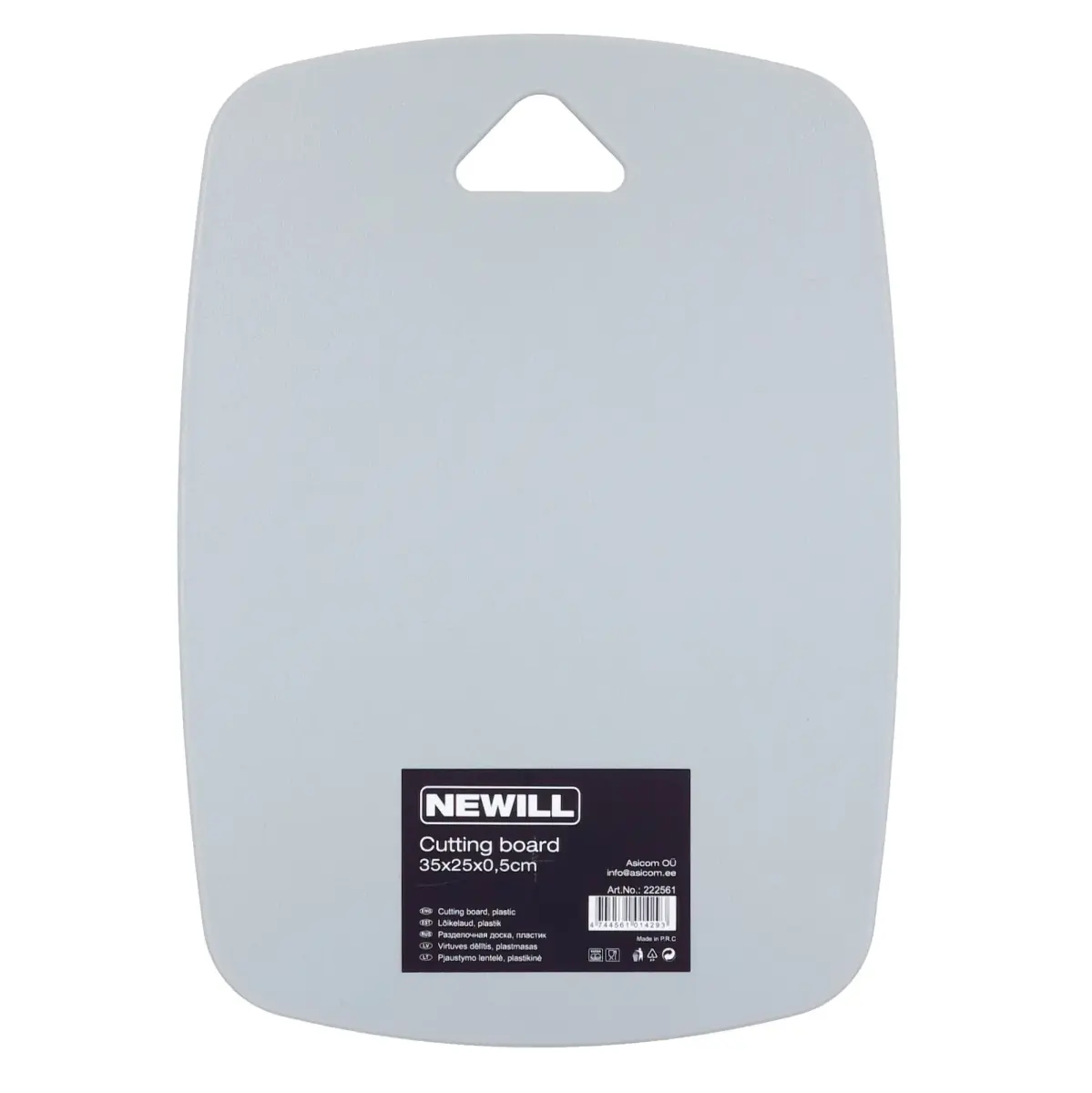 Cutting board plastic 35 x 25 x 0.5 cm light grey
