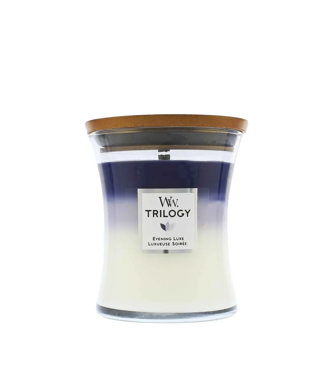 WoodWick Trilogy Evening Luxe scented candle with wooden wick 275 g