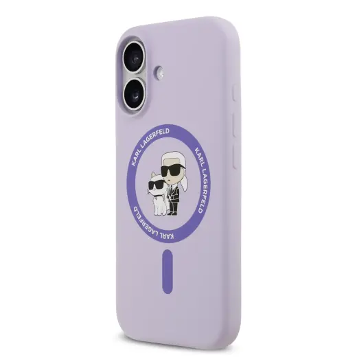Karl Lagerfeld Liquid Silicone maciņš ar MagSafe atbalstu telefonam iPhone 17 violets