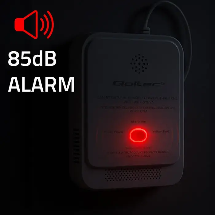 Qoltec Certified Natural Gas Leak Sensor | CH4 detector | NG | Tuya | Wi-Fi | 85dB alarm | LED