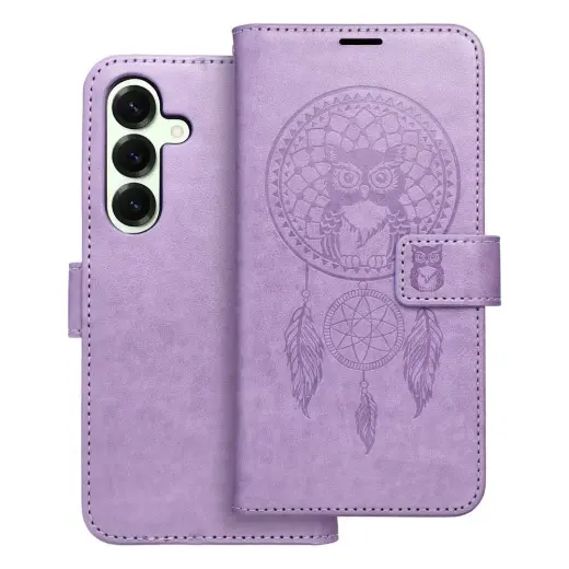 MEZZO dreamcatcher knyginio tipo telefono dėklas Samsung Galaxy S25 (S931) violetinis