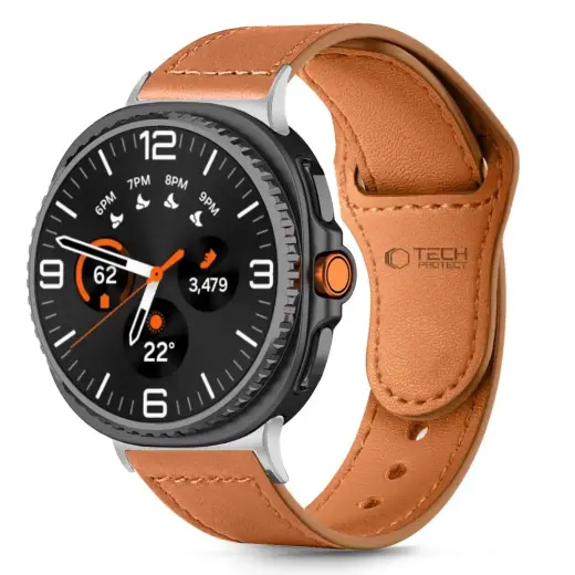 TECH-PROTECT LEATHERFIT SAMSUNG GALAXY WATCH 8 | CLASSIC (40 | 44 | 46 MM) BROWN