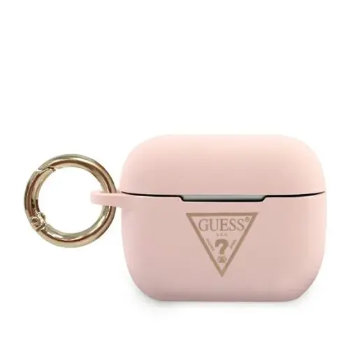 Guess GUACAPLSTLPI AirPods Pro cover pink Silicone Triangle Logo